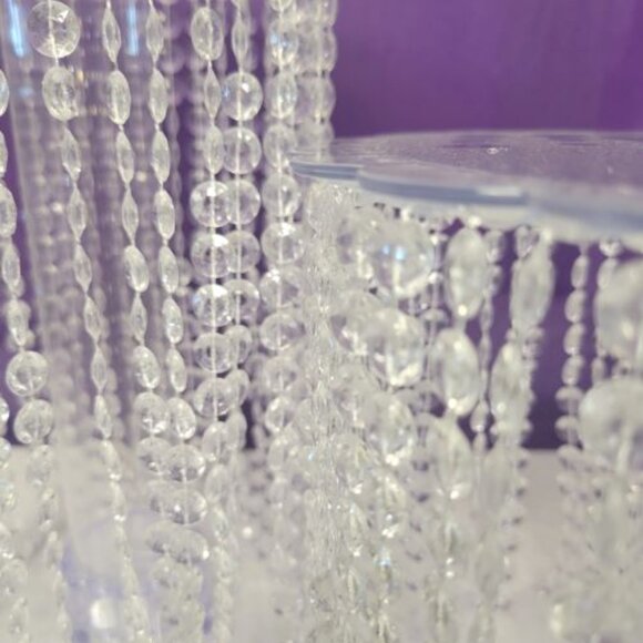 Set of 3 Round Deluxe Teardrop Acrylic Crystal Cake Stand with LED Light - Picture 9 of 11